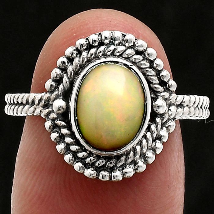 Ethiopian Opal Ring size-8 EXR02864 R-1729, 7x9 mm