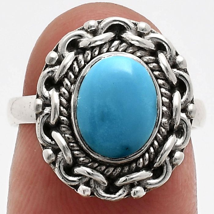 Sleeping Beauty Turquoise Ring size-6 EXR02865 R-1667, 7x9 mm