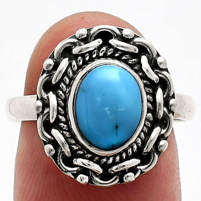 Sleeping Beauty Turquoise Ring size-8 EXR02866 R-1667, 7x9 mm