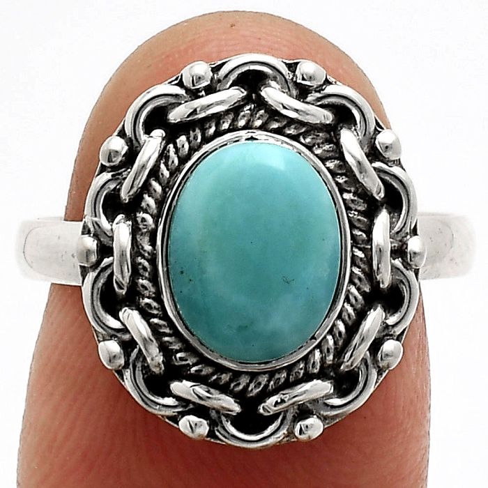 Sleeping Beauty Turquoise Ring size-8 EXR02867 R-1667, 7x9 mm