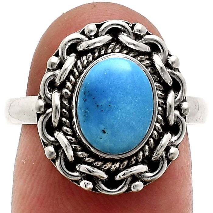 Sleeping Beauty Turquoise Ring size-8 EXR02868 R-1667, 7x9 mm