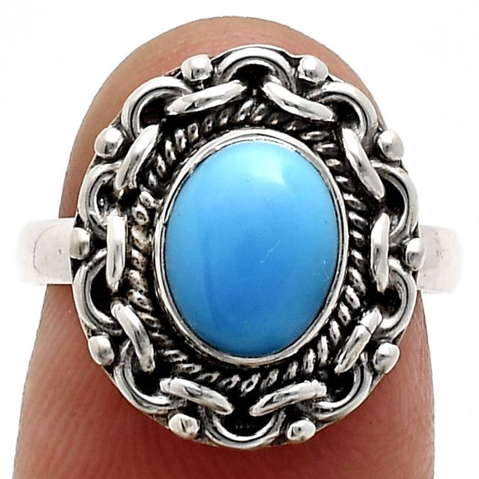 Sleeping Beauty Turquoise Ring size-7 EXR02869 R-1667, 7x9 mm