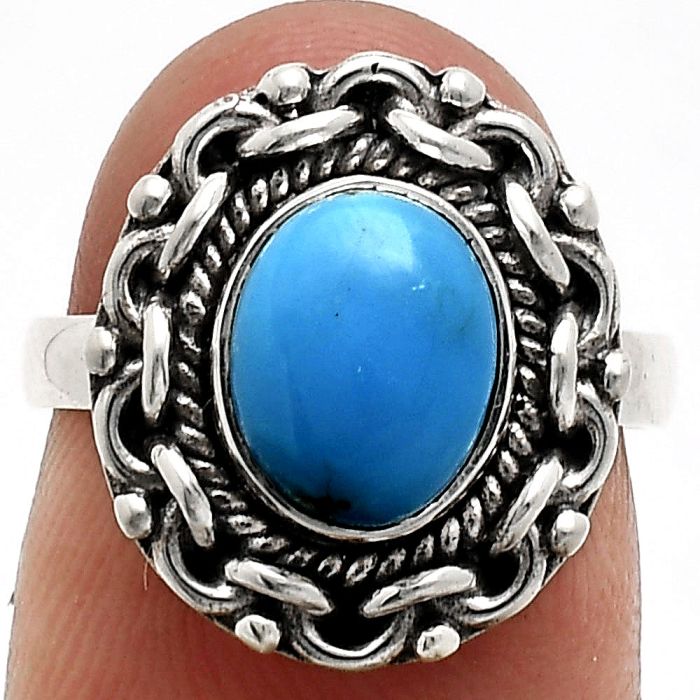 Sleeping Beauty Turquoise Ring size-6 EXR02870 R-1667, 7x9 mm