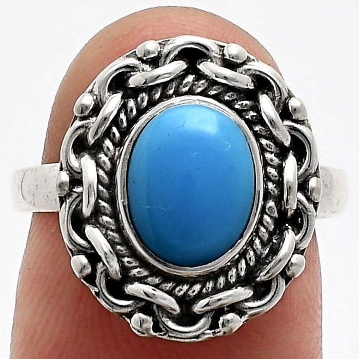 Sleeping Beauty Turquoise Ring size-7 EXR02872 R-1667, 7x9 mm