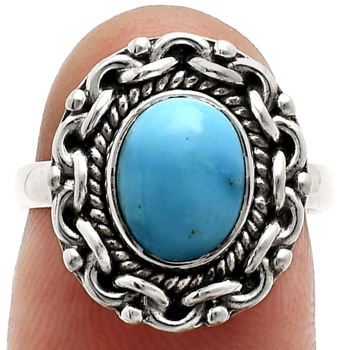 Sleeping Beauty Turquoise Ring size-6 EXR02873 R-1667, 7x9 mm