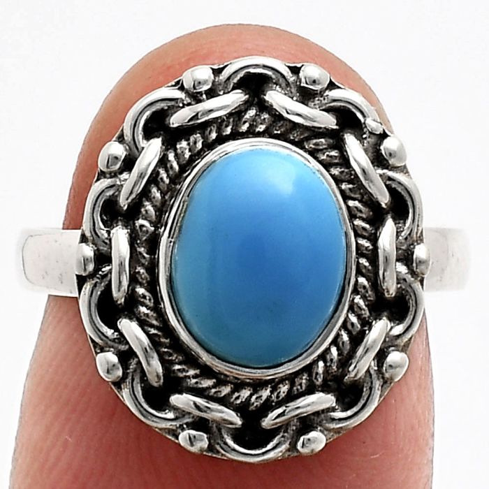 Sleeping Beauty Turquoise Ring size-7 EXR02878 R-1667, 7x9 mm