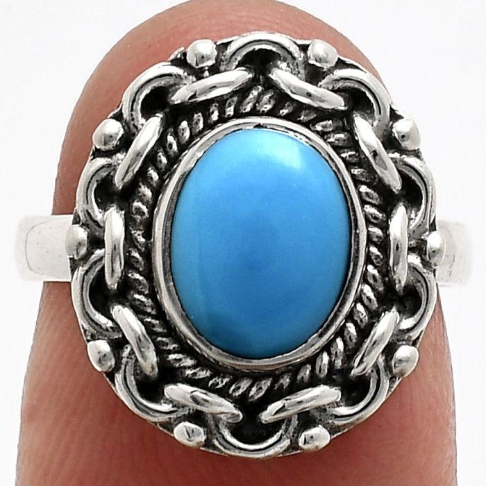 Sleeping Beauty Turquoise Ring size-6 EXR02881 R-1667, 7x9 mm