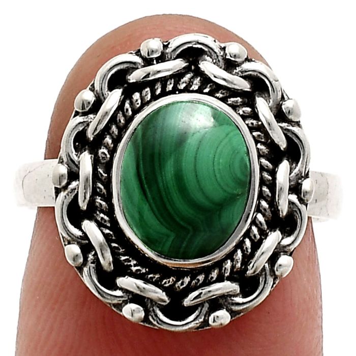 Malachite Eye Ring size-7 EXR02882 R-1667, 7x9 mm