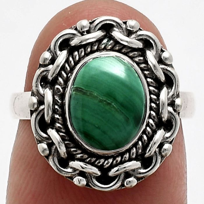 Malachite Eye Ring size-6 EXR02884 R-1667, 7x9 mm