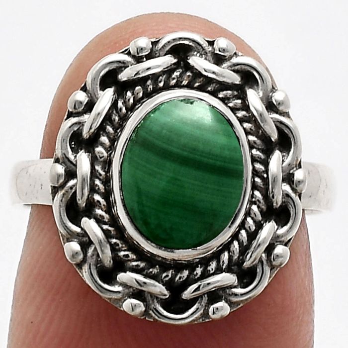 Malachite Eye Ring size-6.5 EXR02886 R-1667, 7x9 mm