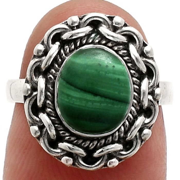 Malachite Eye Ring size-6 EXR02887 R-1667, 7x9 mm