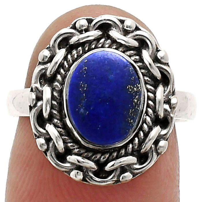 Lapis Lazuli Ring size-7 EXR02888 R-1667, 7x9 mm