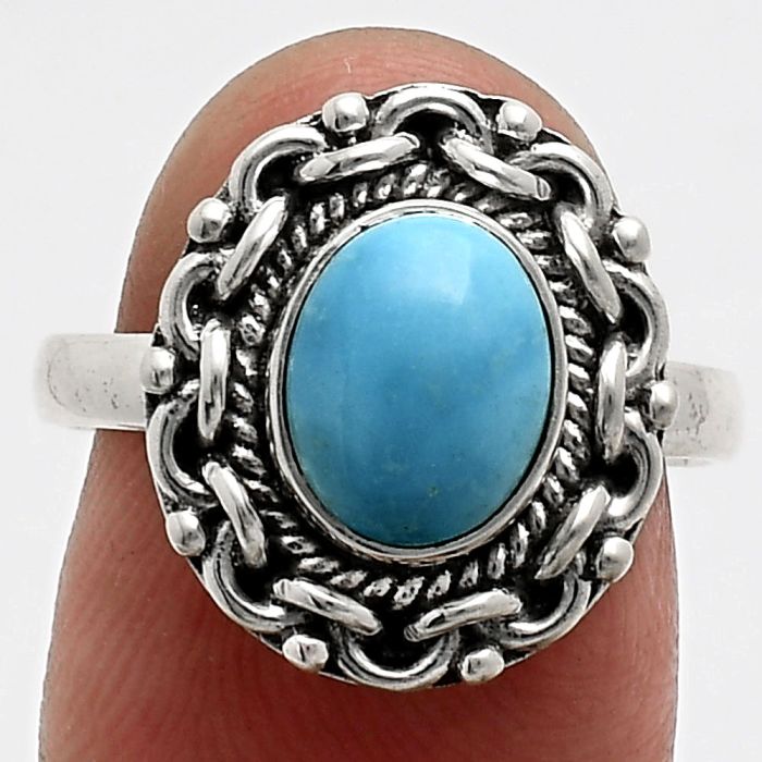 Sleeping Beauty Turquoise Ring size-8 EXR02891 R-1667, 7x9 mm