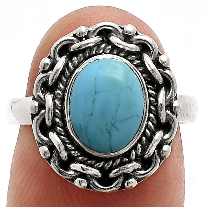 Sleeping Beauty Turquoise Ring size-7 EXR02893 R-1667, 7x9 mm