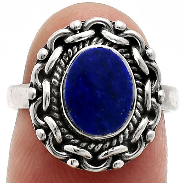 Lapis Lazuli Ring size-6.5 EXR02920 R-1667, 7x9 mm