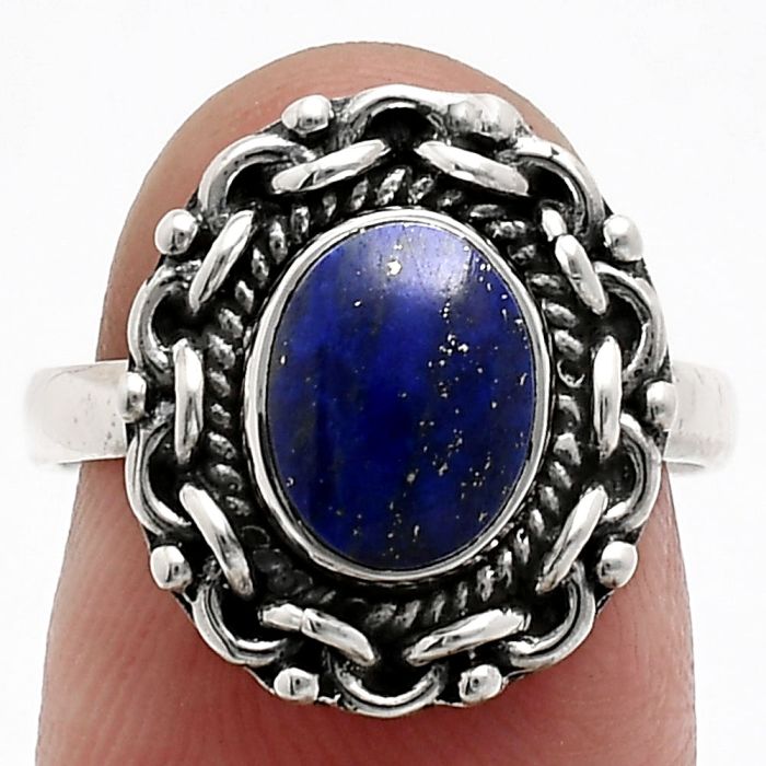 Lapis Lazuli Ring size-7 EXR02923 R-1667, 7x9 mm