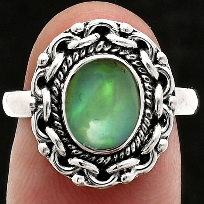 Ethiopian Opal Ring size-8 EXR02927 R-1667, 7x9 mm