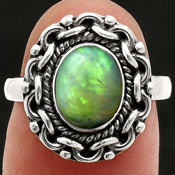 Ethiopian Opal Ring size-7 EXR02928 R-1667, 7x9 mm