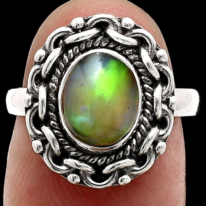 Ethiopian Opal Ring size-7 EXR02929 R-1667, 7x9 mm