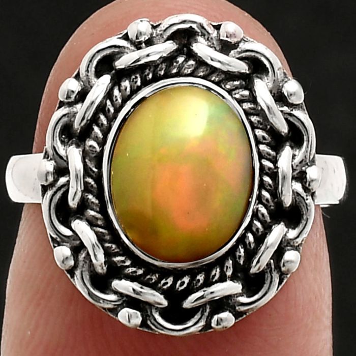 Ethiopian Opal Ring size-6 EXR02930 R-1667, 7x9 mm