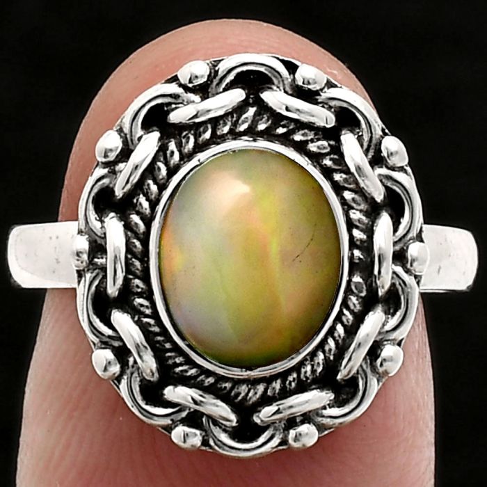 Ethiopian Opal Ring size-8 EXR02931 R-1667, 7x9 mm