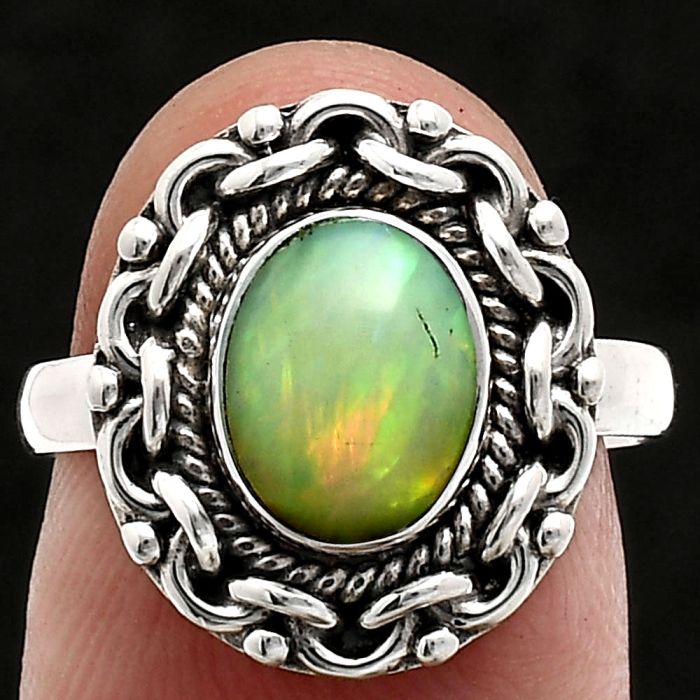 Ethiopian Opal Ring size-7 EXR02932 R-1667, 7x9 mm