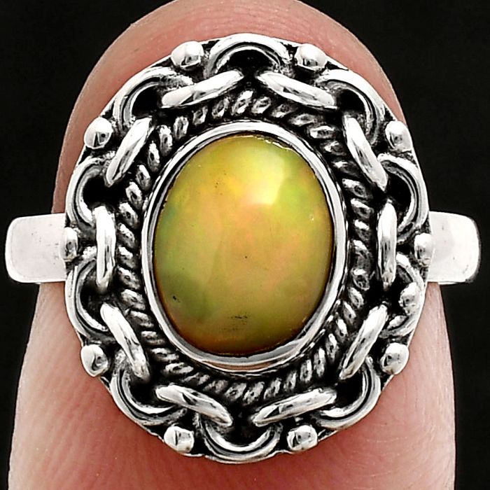 Ethiopian Opal Ring size-7 EXR02935 R-1667, 7x9 mm