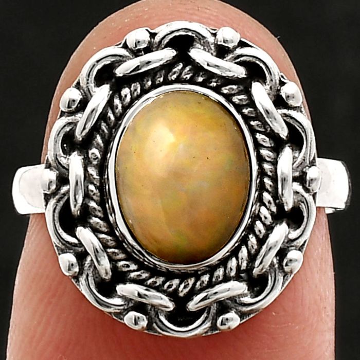 Ethiopian Opal Ring size-6 EXR02936 R-1667, 7x9 mm