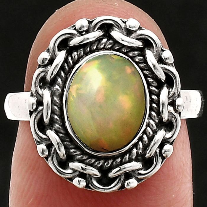 Ethiopian Opal Ring size-7 EXR02937 R-1667, 7x9 mm