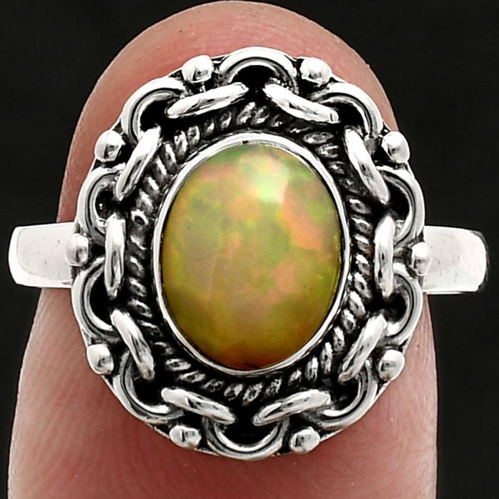 Ethiopian Opal Ring size-8 EXR02938 R-1667, 7x9 mm