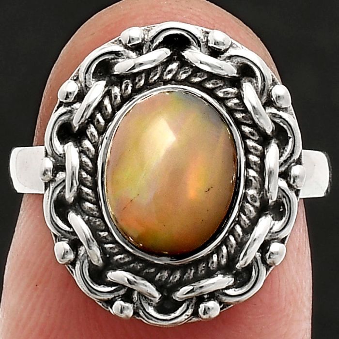 Ethiopian Opal Ring size-6 EXR02939 R-1667, 7x9 mm