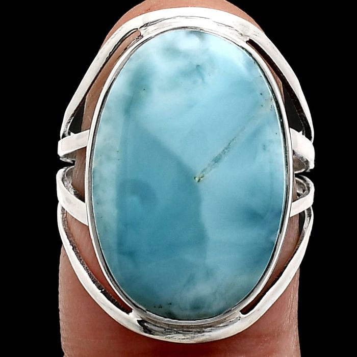 Larimar (Dominican Republic) Ring size-7 EXR03005 R-1219, 13x20 mm