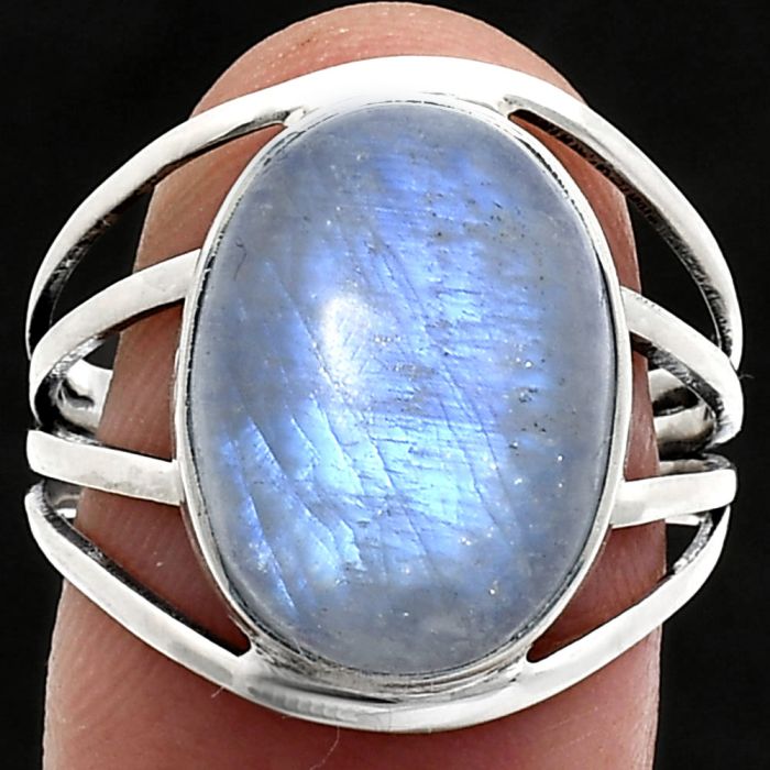 Rainbow Moonstone Ring size-9 EXR03011 R-1219, 12x16 mm