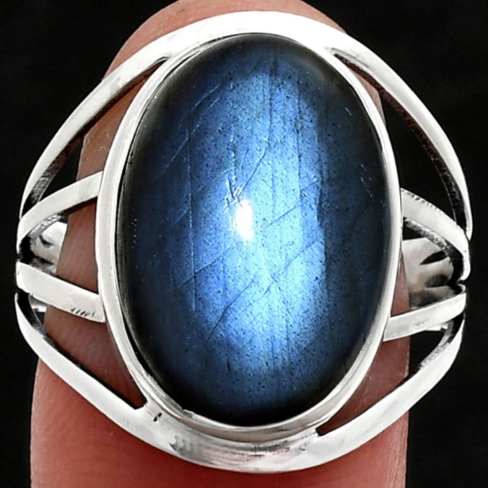 Blue Fire Labradorite Ring size-10 EXR03014 R-1219, 13x18 mm