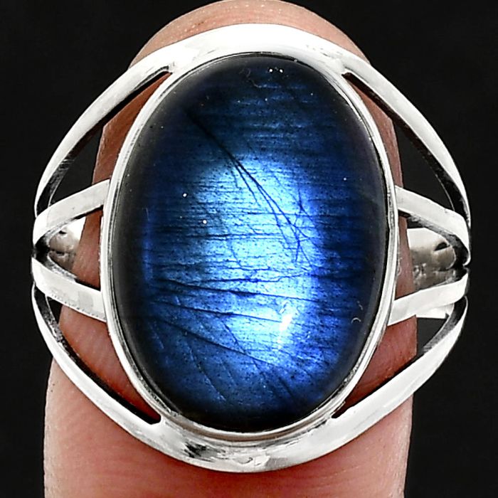 Blue Fire Labradorite Ring size-10 EXR03015 R-1219, 13x18 mm