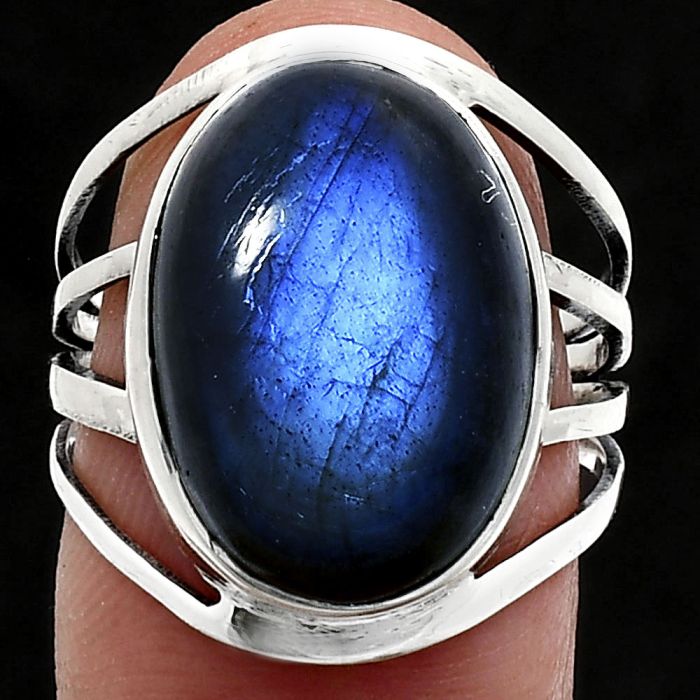 Blue Fire Labradorite Ring size-8 EXR03017 R-1219, 13x18 mm