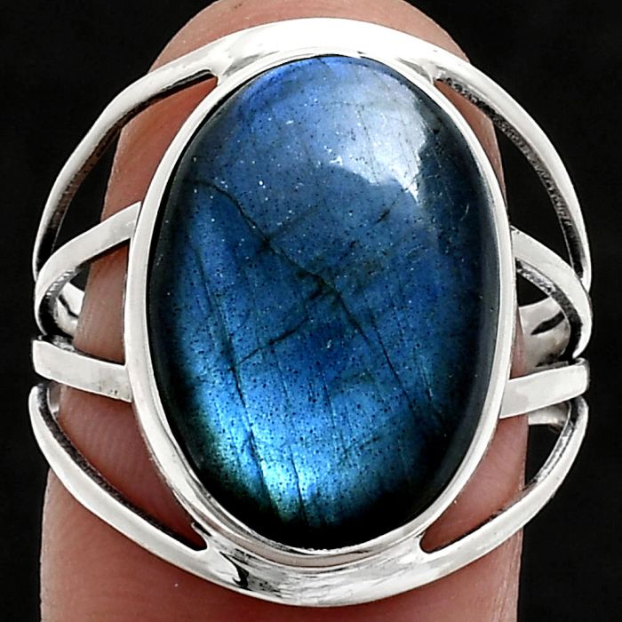 Blue Fire Labradorite Ring size-9 EXR03019 R-1219, 13x18 mm