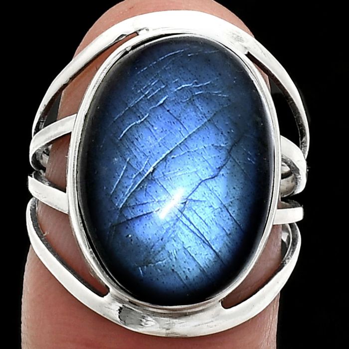 Blue Fire Labradorite Ring size-7 EXR03022 R-1219, 13x18 mm