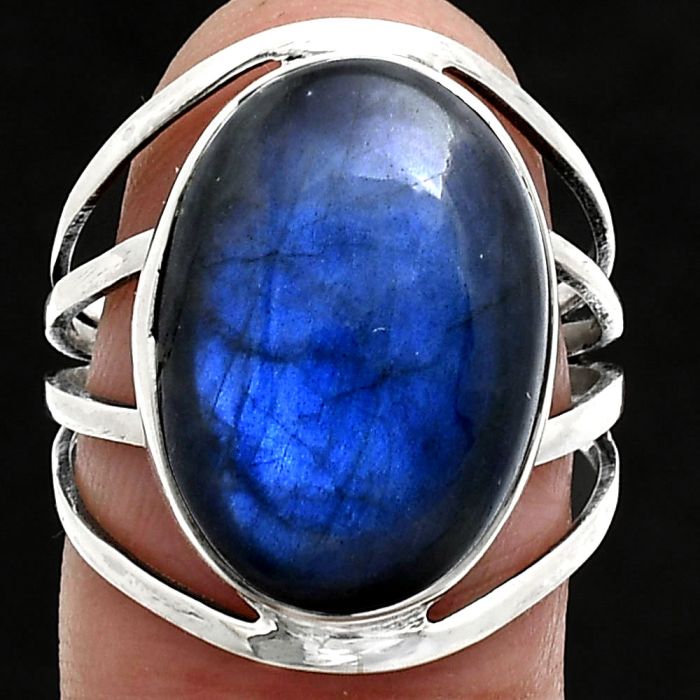 Blue Fire Labradorite Ring size-8 EXR03024 R-1219, 13x18 mm