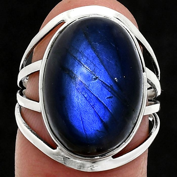 Blue Fire Labradorite Ring size-7 EXR03028 R-1219, 13x18 mm