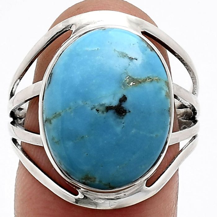 Natural Rare Turquoise Nevada Aztec Mt Ring size-9 EXR03041 R-1219, 13x17 mm