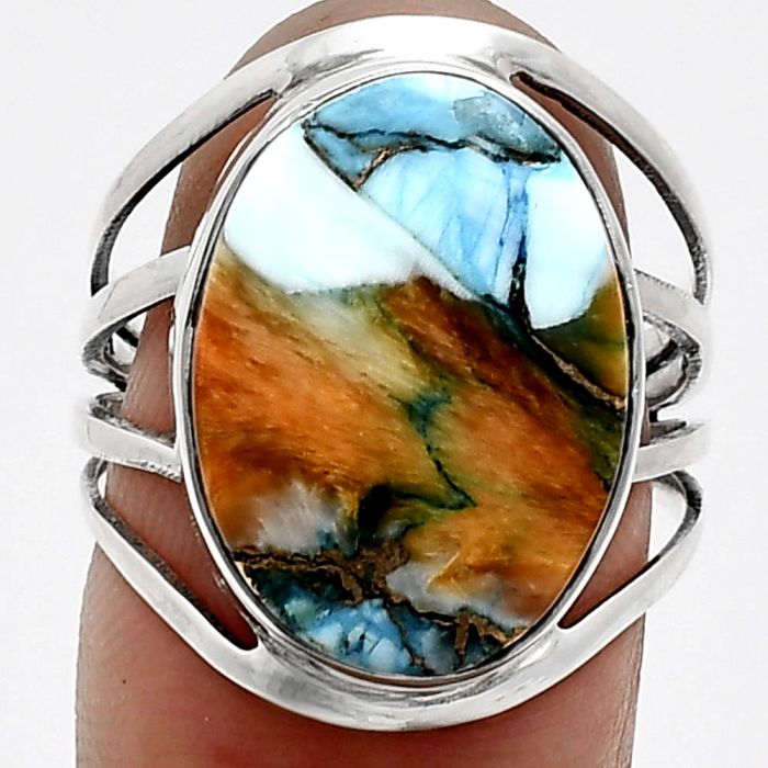 Spiny Oyster Turquoise Ring size-8 EXR03043 R-1219, 13x18 mm