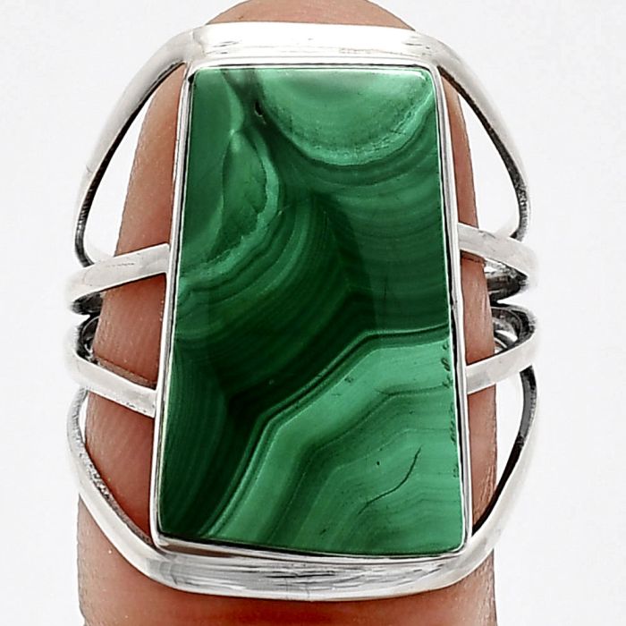 Malachite Eye Ring size-8 EXR03044 R-1219, 12x20 mm