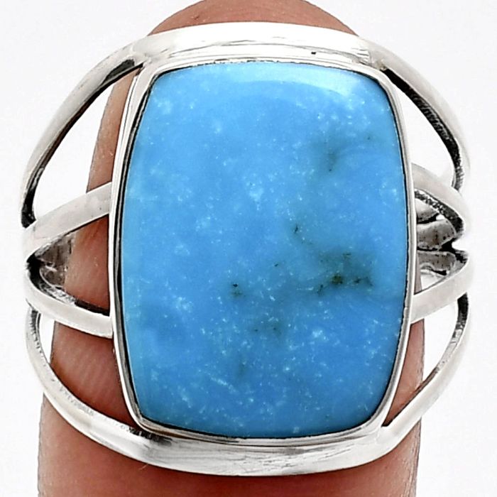 Natural Turquoise Morenci Mine Ring size-9 EXR03050 R-1219, 13x17 mm