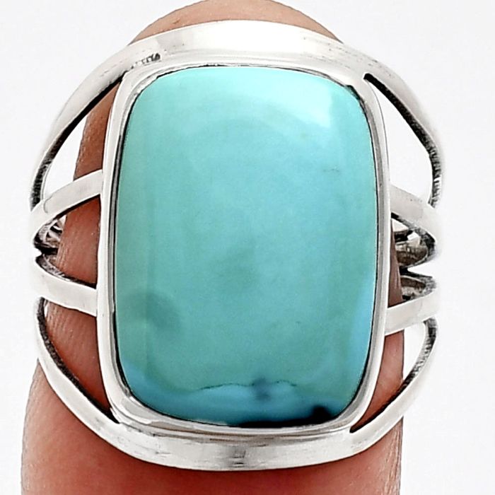 Natural Rare Turquoise Nevada Aztec Mt Ring size-7 EXR03051 R-1219, 12x16 mm