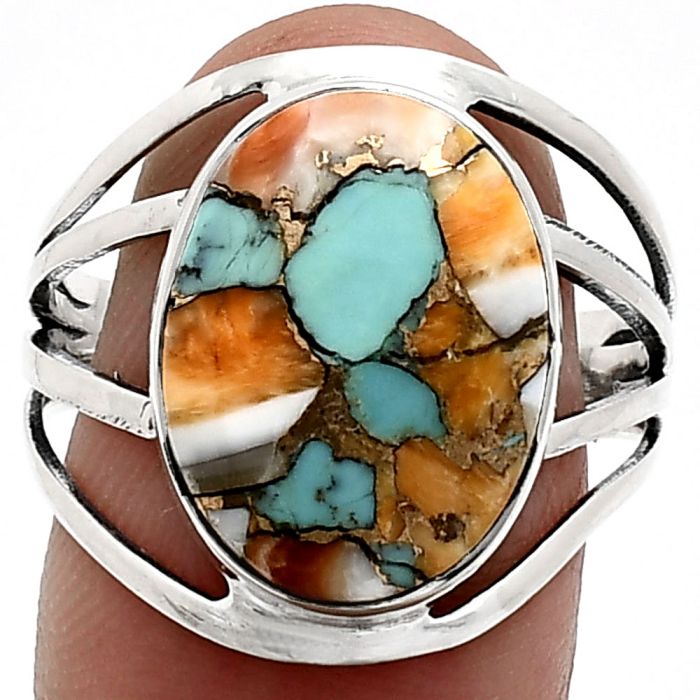 Spiny Oyster Turquoise Ring size-10 EXR03057 R-1219, 12x16 mm