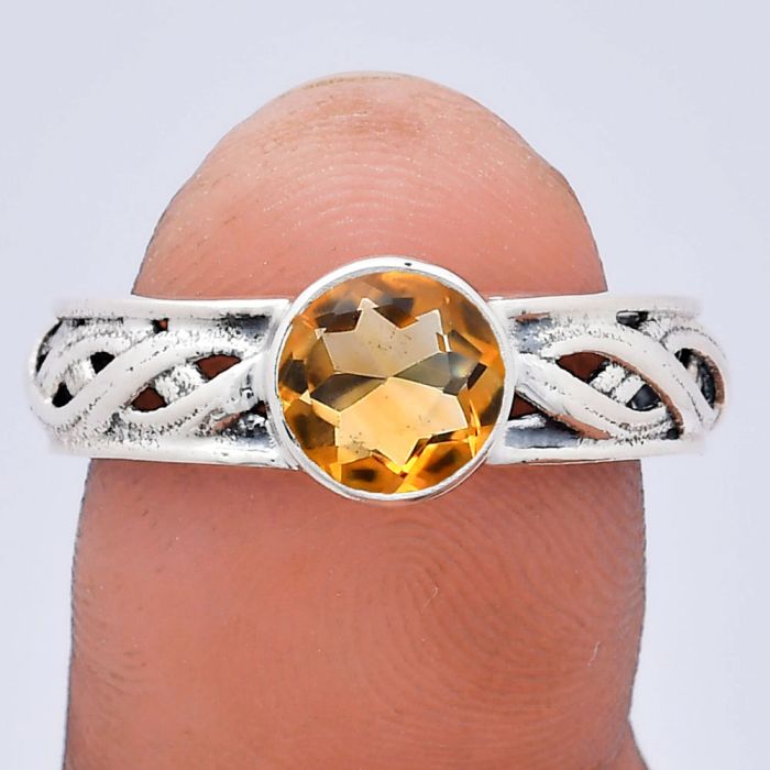 Citrine Ring size-9 EXR03089 R-1161, 7x7 mm