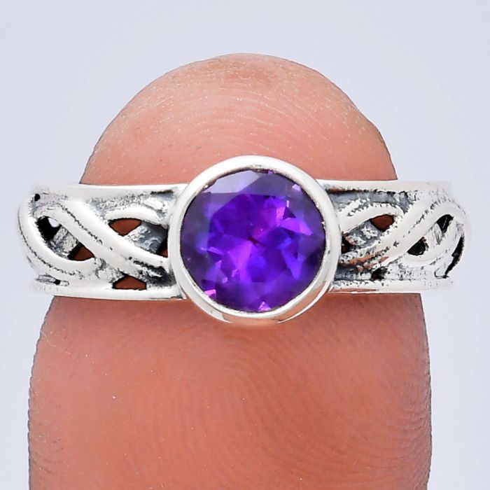 Amethyst Ring size-7 EXR03098 R-1161, 7x7 mm