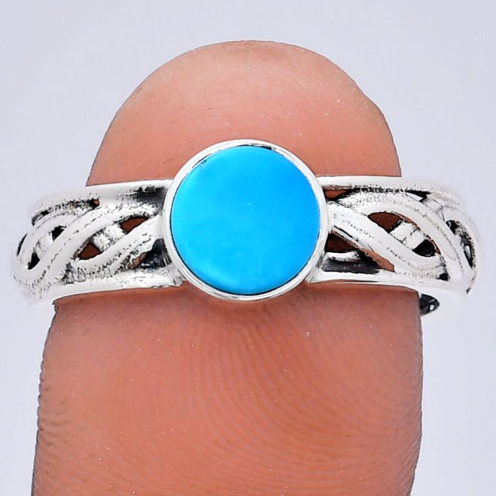 Sleeping Beauty Turquoise Ring size-9 EXR03121 R-1161, 7x7 mm