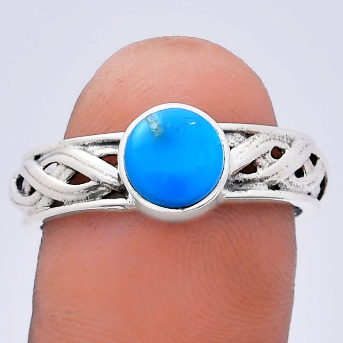 Sleeping Beauty Turquoise Ring size-9 EXR03136 R-1161, 7x7 mm